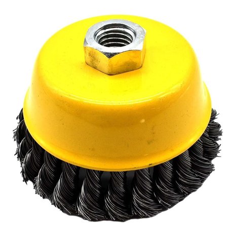 SUPERIOR STEEL 4" Wire Cup Brush, 5/8-11 Thread - Knotted Wire 8500 RPM S1829
